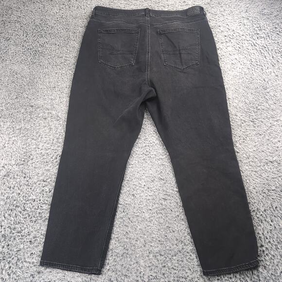 American Eagle Jeans Women 16 Black Mom Jean High Rise Distressed Stretch Denim - Picture 2 of 9